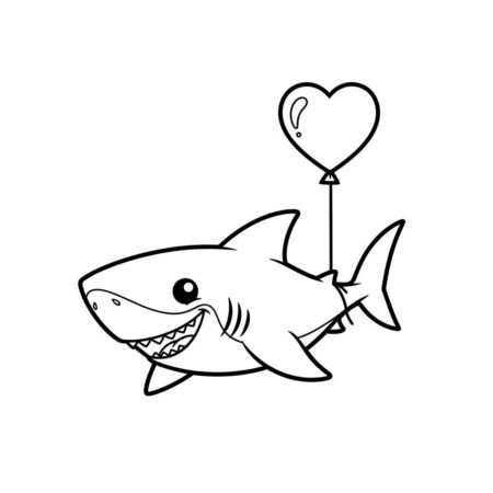 Tubarao com Coracao (Desenho para Colorir)