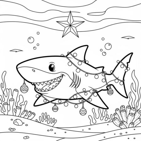 Tubarao e a Magia do Natal (Desenho para Colorir)