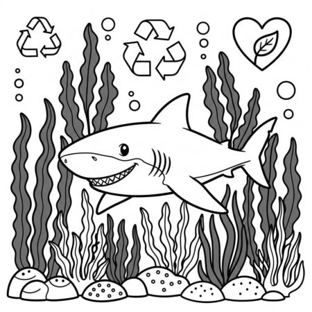 Tubarao e o Dia da Terra (Desenho para Colorir)