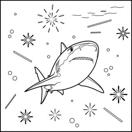 Tubarao em um Show de Luzes (Desenho para Colorir)