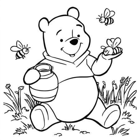 Ursinho Pooh Com Mel (Desenho para Colorir)