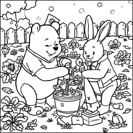 Ursinho Pooh e Coelho (Desenho para Colorir)