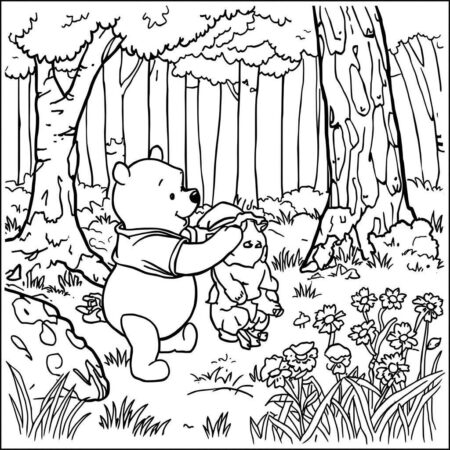 Ursinho Pooh e a Floresta (Desenho para Colorir)