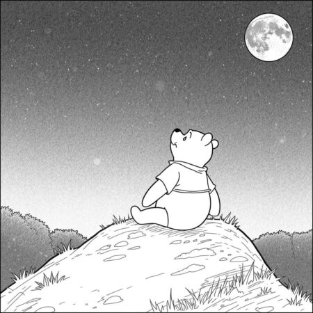 Ursinho Pooh e a Lua (Desenho para Colorir)