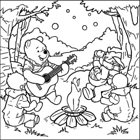 Ursinho Pooh e a Musica (Desenho para Colorir)
