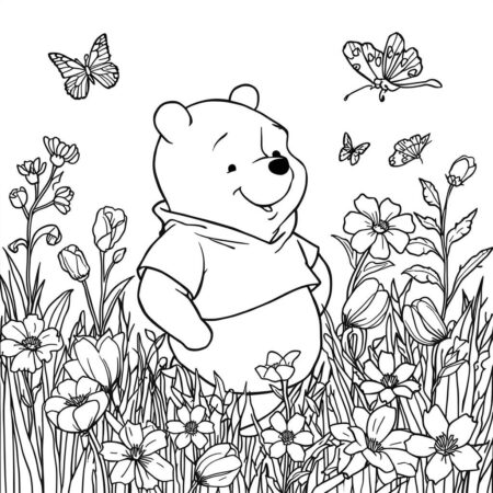 Ursinho Pooh e a Primavera (Desenho para Colorir)