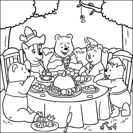 Ursinho Pooh e o Dia de Acao de Gracas (Desenho para Colorir)