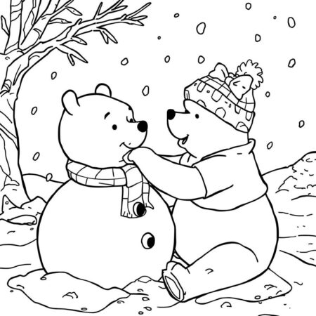 Ursinho Pooh e o Inverno (Desenho para Colorir)