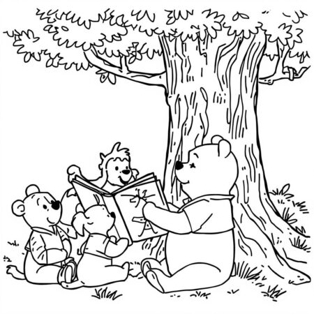 Ursinho Pooh e o Livro (Desenho para Colorir)
