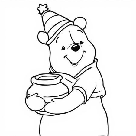 Ursinho Pooh e seu Chapeu (Desenho para Colorir)