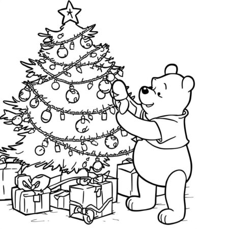 Ursinho Pooh no Natal (Desenho para Colorir)