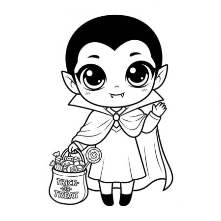 Vampiro Kawaii (Desenho para Colorir)