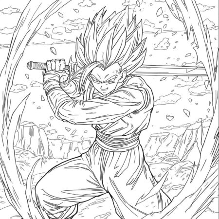 Vegeta com Espada (Desenho para Colorir)