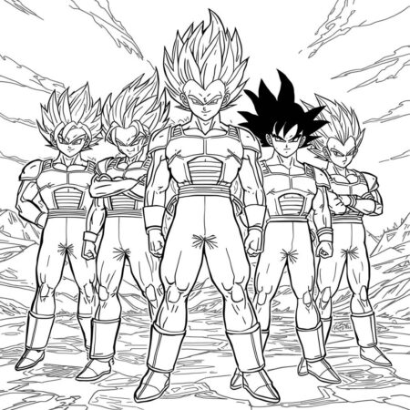 Vegeta e os Guerreiros Z (Desenho para Colorir)