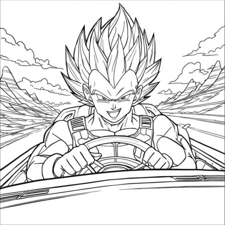 Vegeta em um Carro (Desenho para Colorir)