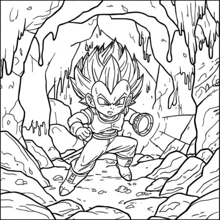 Vegeta em uma Caverna (Desenho para Colorir)