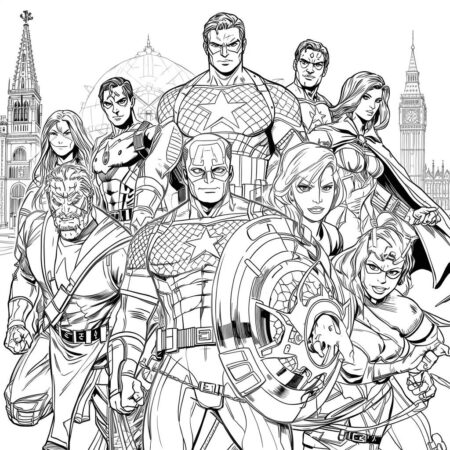 Vingadores em Acao (Desenho para Colorir)