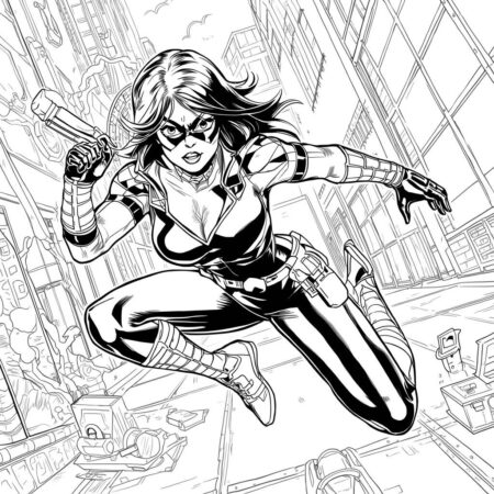 Viuva Negra em Acao (Desenho para Colorir)