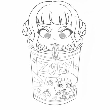 Zoey Divertida com Lamen (Desenho para Colorir)