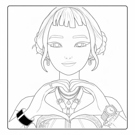 Zoey Elegante com Acessórios Brilhantes (Desenho para Colorir)