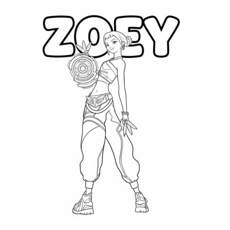Zoey Estilosa com Acessórios Incríveis (Desenho para Colorir)