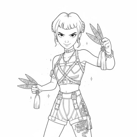 Zoey Estilosa com Estilo de Guerreira (Desenho para Colorir)