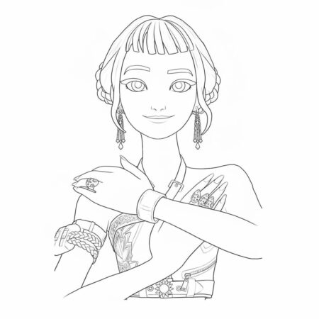 Zoey Estilosa com Joias Brilhantes (Desenho para Colorir)