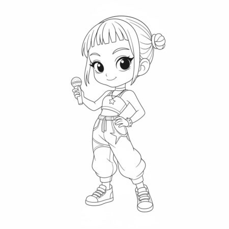 Zoey Estilosa com Microfone (Desenho para Colorir)