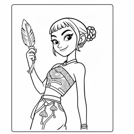 Zoey Estilosa com Pena (Desenho para Colorir)