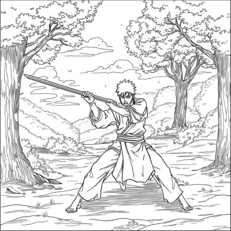 Zoro Treinando (Desenho para Colorir)