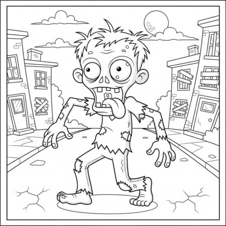 Zumbi Engracado para Criancas (Desenho para Colorir)